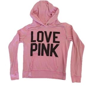 Victoria’s Secret Y2K Love Pink 86 Logo Hoodie Womens M Pullover Pink Sweatshirt